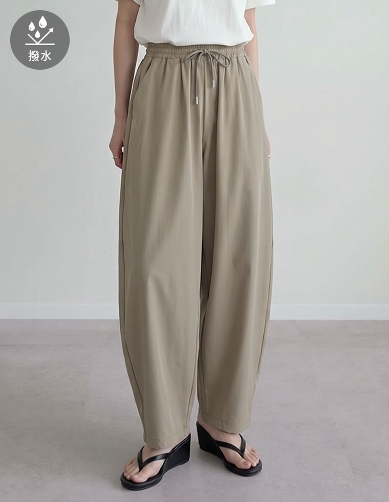 ウエストドロストバレルレッグパンツ