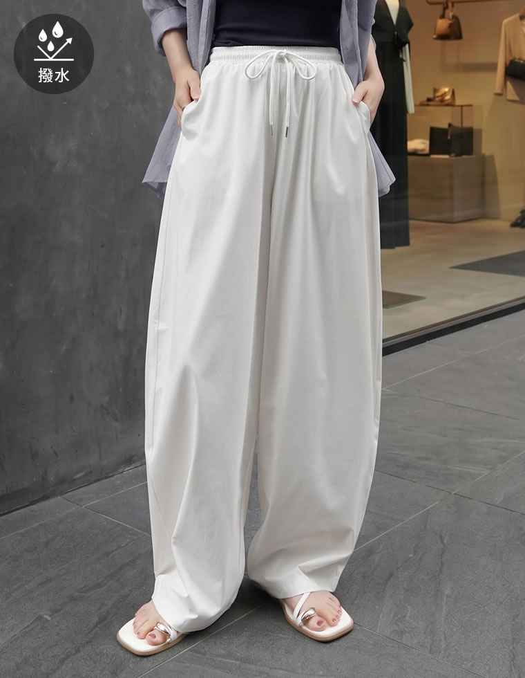 ウエストドロストバレルレッグパンツ