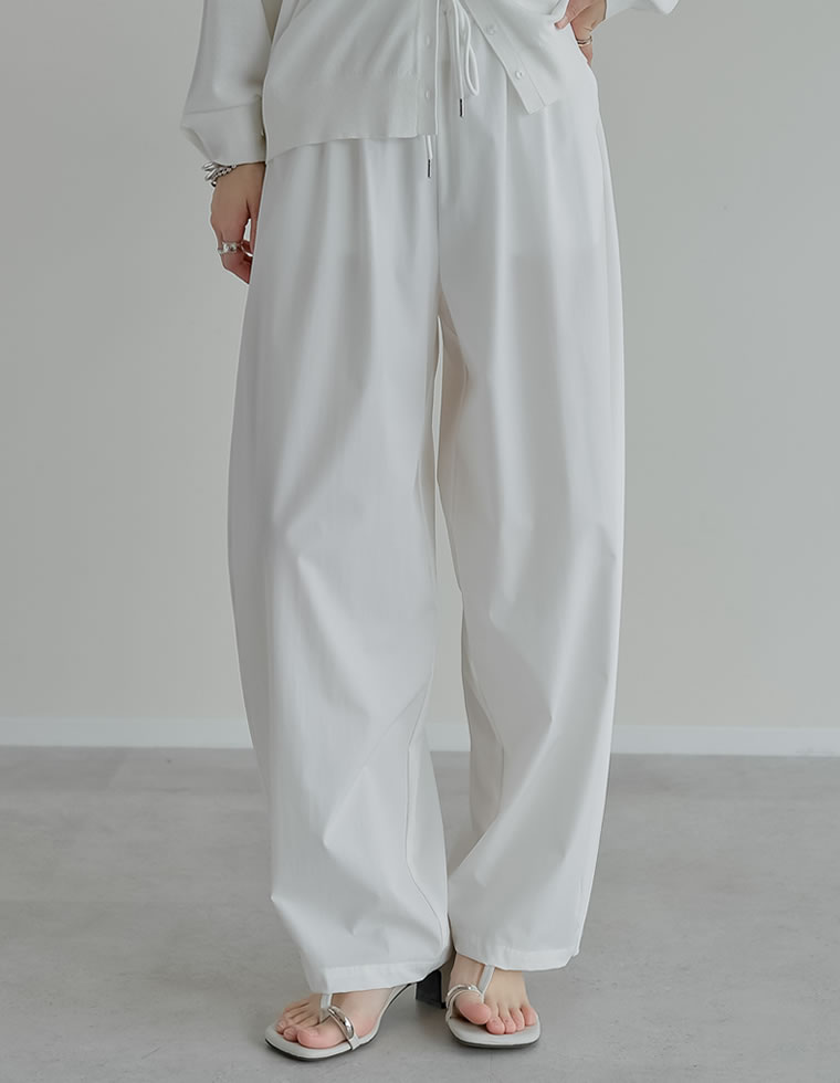 ウエストドロストバレルレッグパンツ