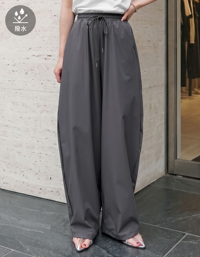 ウエストドロストバレルレッグパンツ