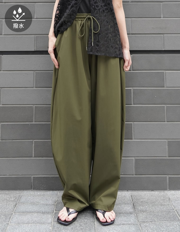 ウエストドロストバレルレッグパンツ