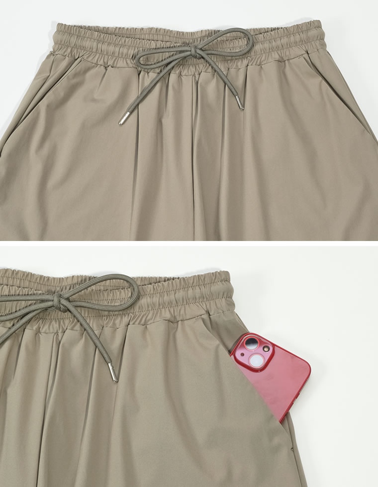 ウエストドロストバレルレッグパンツ