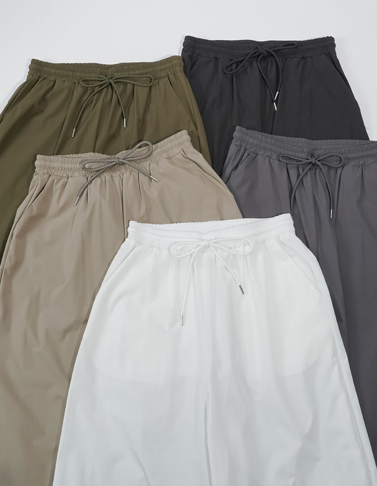 ウエストドロストバレルレッグパンツ