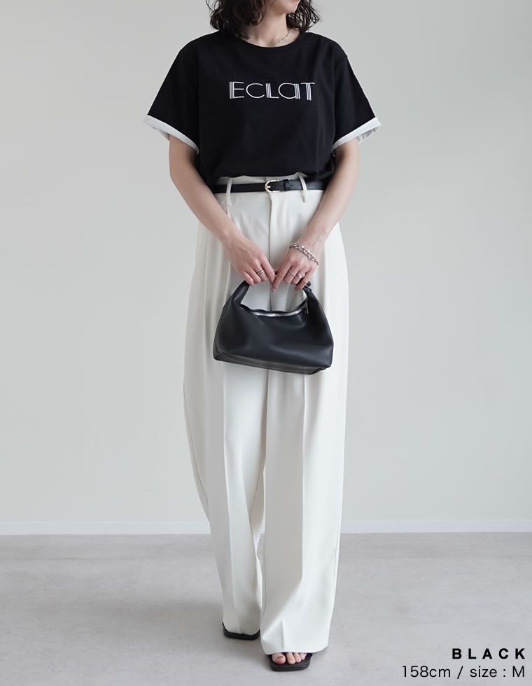 配色スリーブ半袖ロゴTシャツ