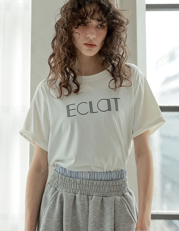 配色スリーブ半袖ロゴTシャツ