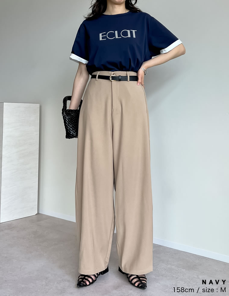 配色スリーブ半袖ロゴTシャツ