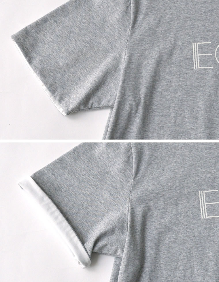 配色スリーブ半袖ロゴTシャツ