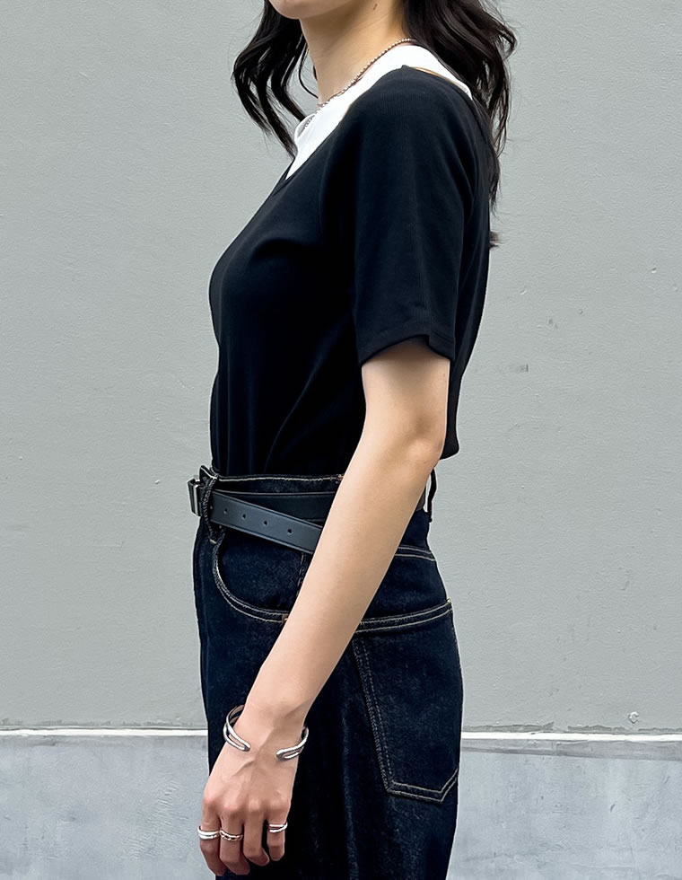 スムースカットソーレイヤード風Tシャツ