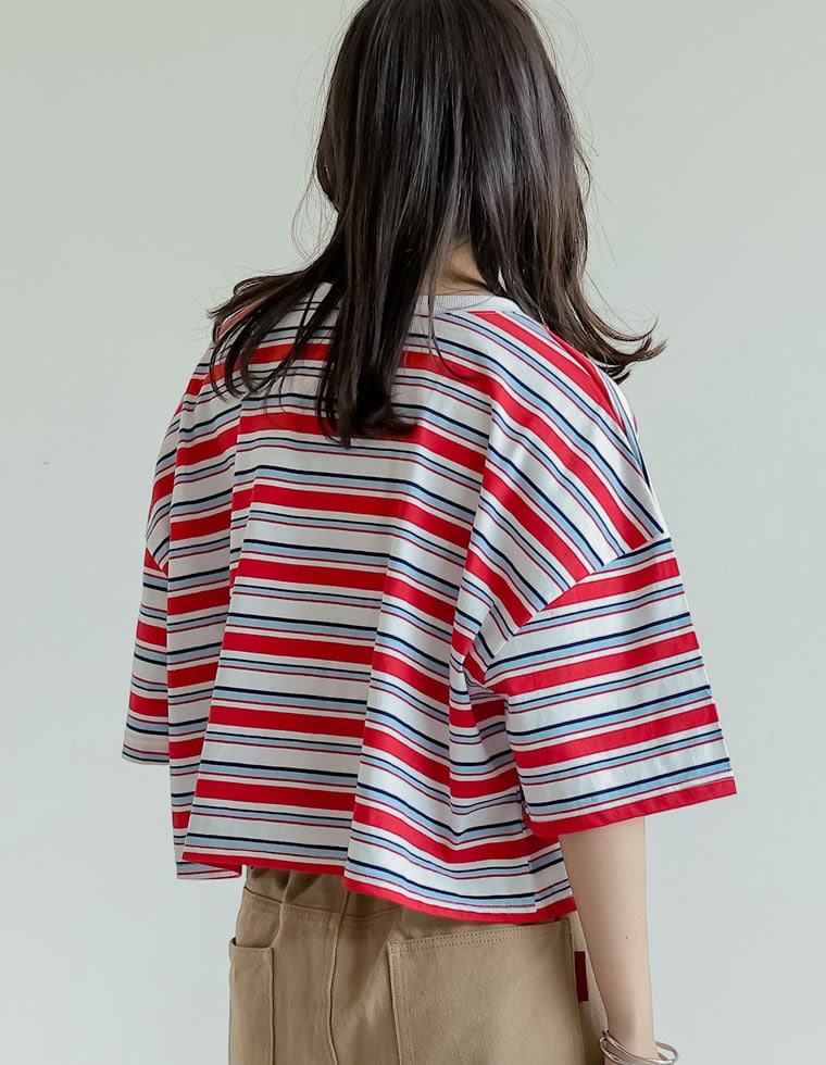 綿天竺マルチボーダーＴシャツ