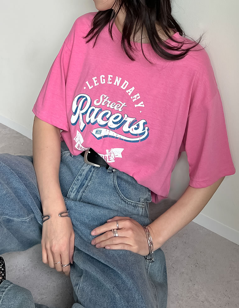 綿天竺カレッジロゴTシャツ