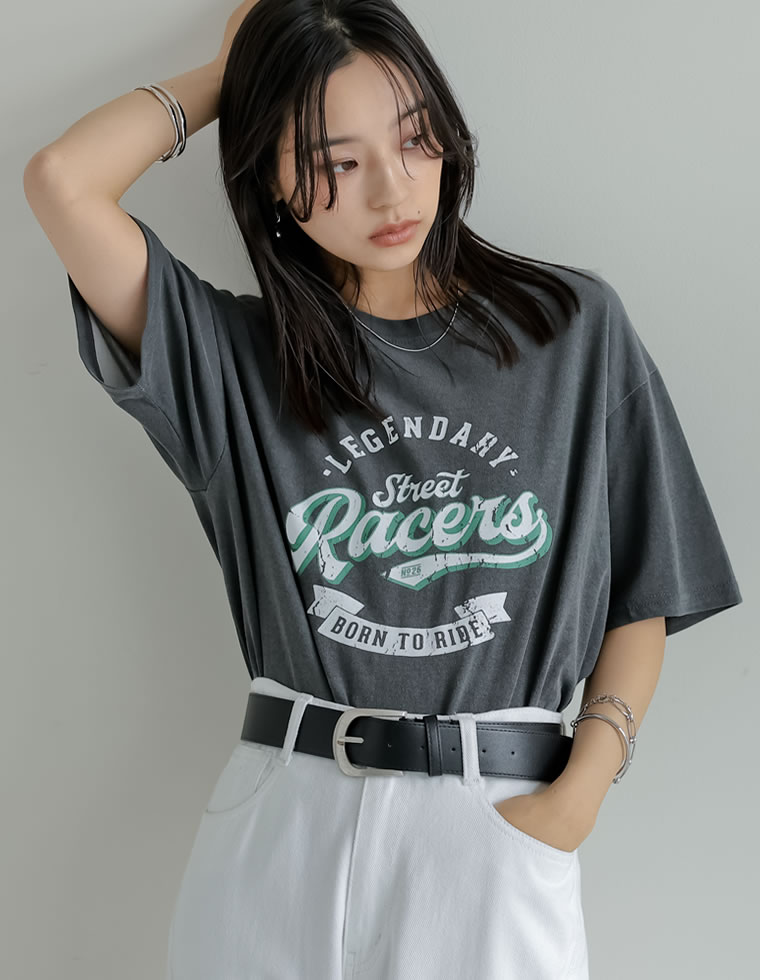綿天竺カレッジロゴTシャツ