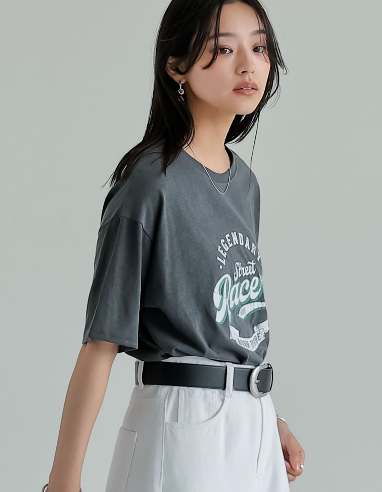 綿天竺カレッジロゴTシャツ