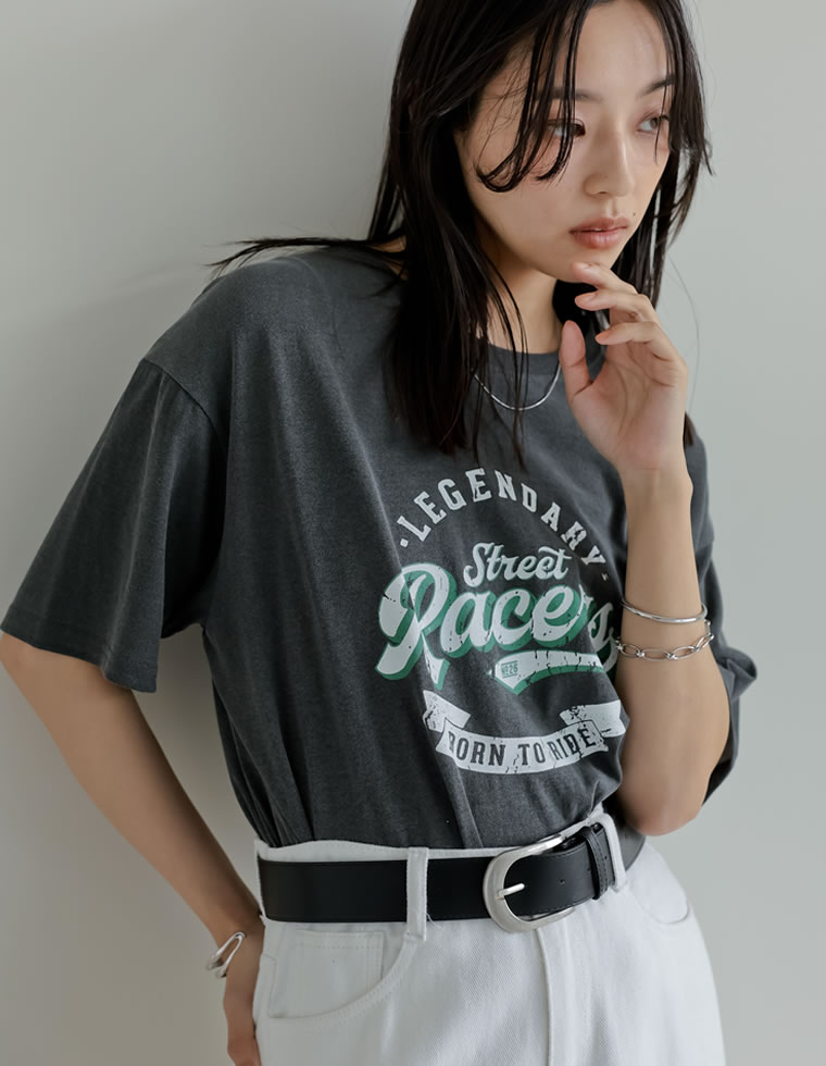 綿天竺カレッジロゴTシャツ