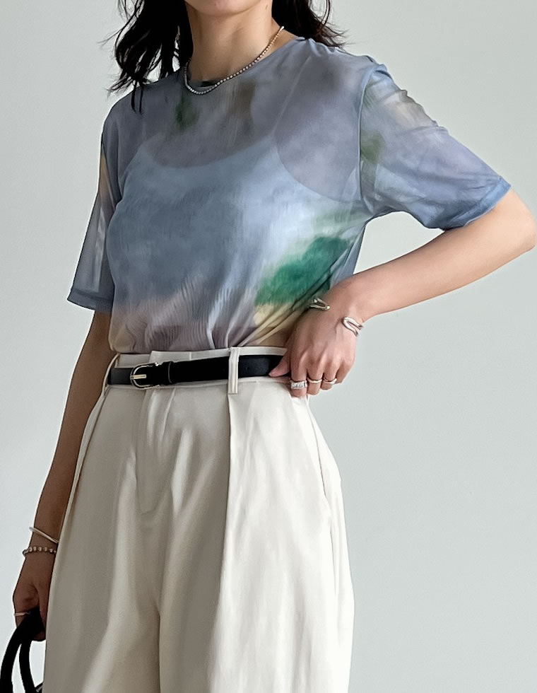 タイダイ柄パワーメッシュＴシャツ