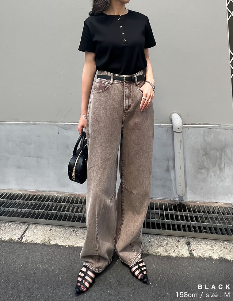 テレコリブドットボタンTシャツ