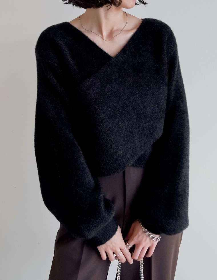 シャギーカシュクールニットプルオーバー
