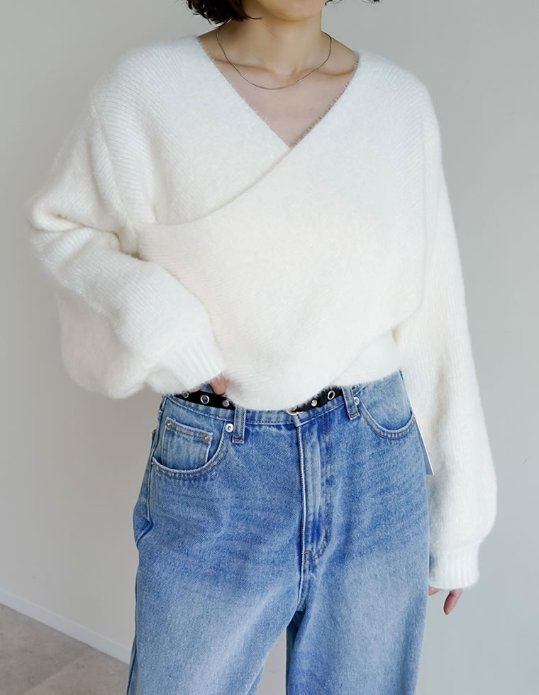 シャギーカシュクールニットプルオーバー