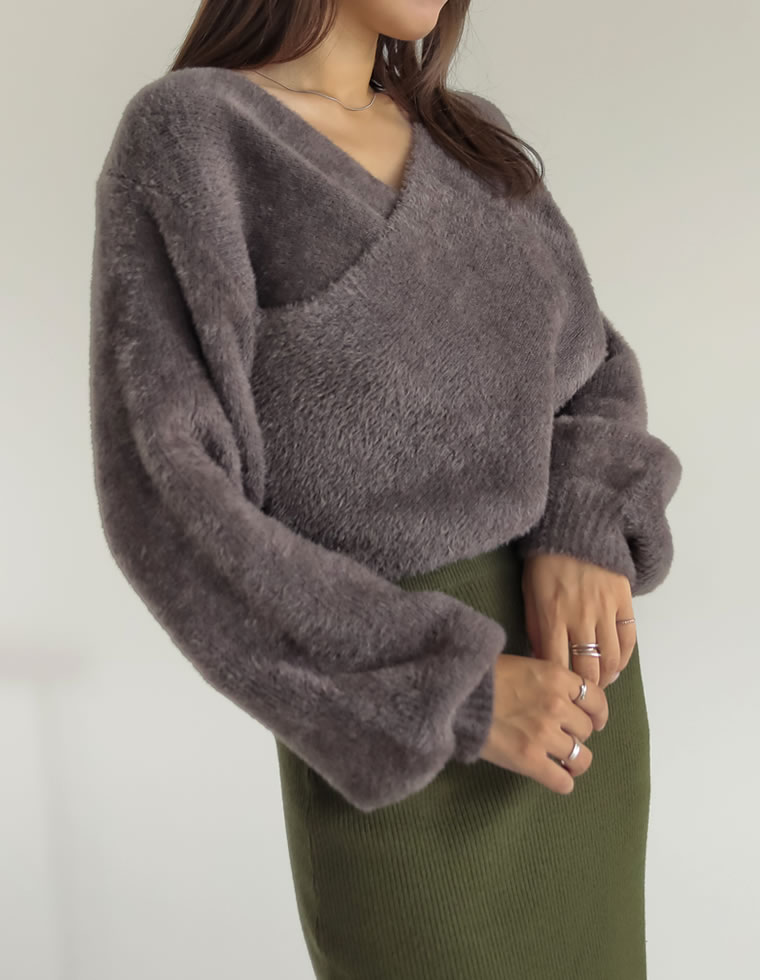 シャギーカシュクールニットプルオーバー