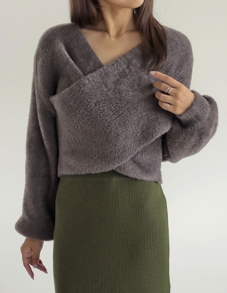 シャギーカシュクールニットプルオーバー