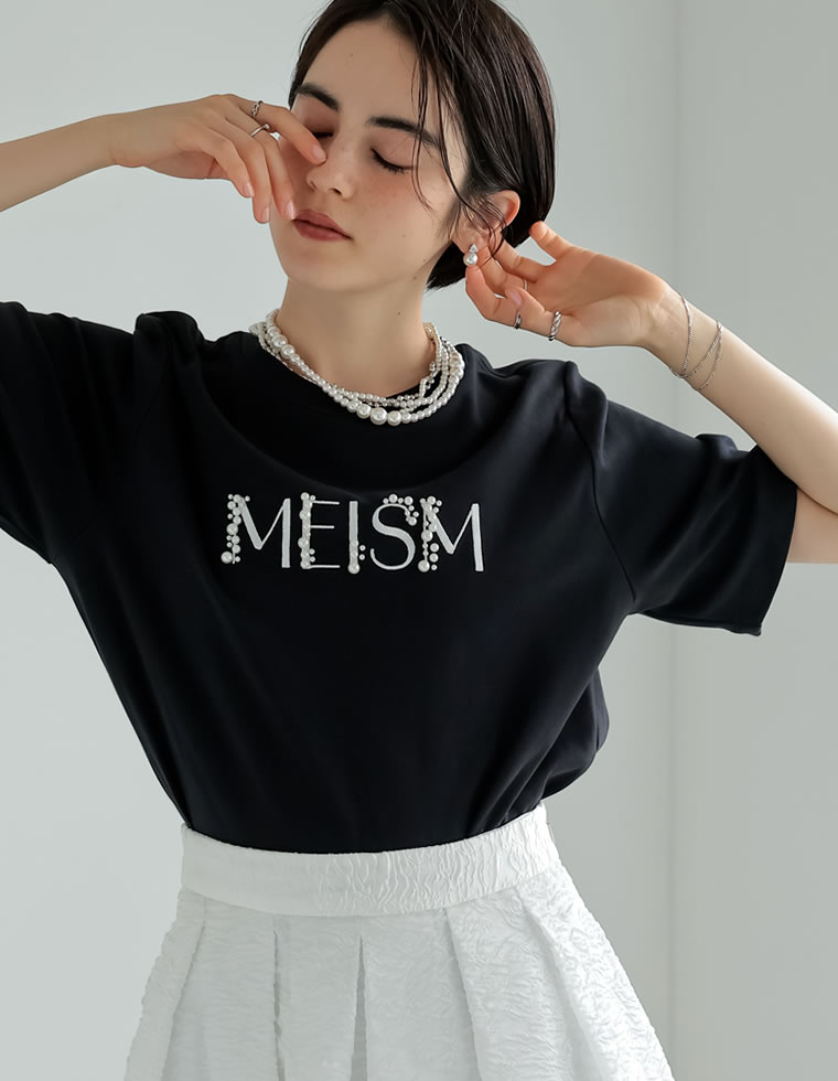 スムースパール刺繍ロゴTシャツ