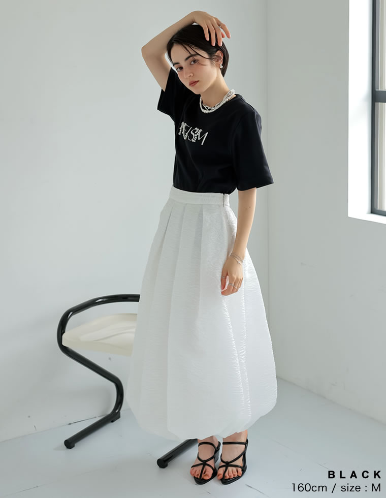 スムースパール刺繍ロゴTシャツ