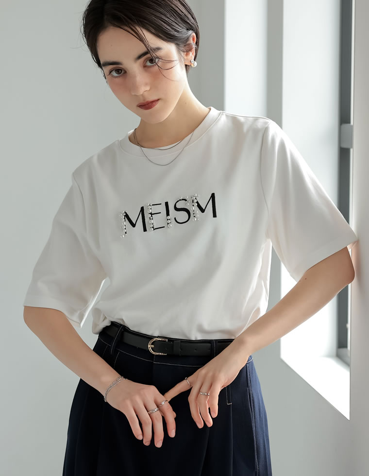 スムースパール刺繍ロゴTシャツ