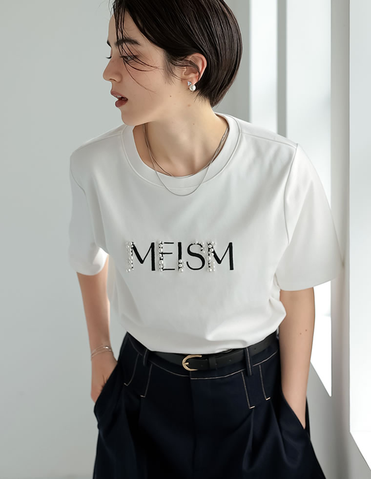スムースパール刺繍ロゴTシャツ