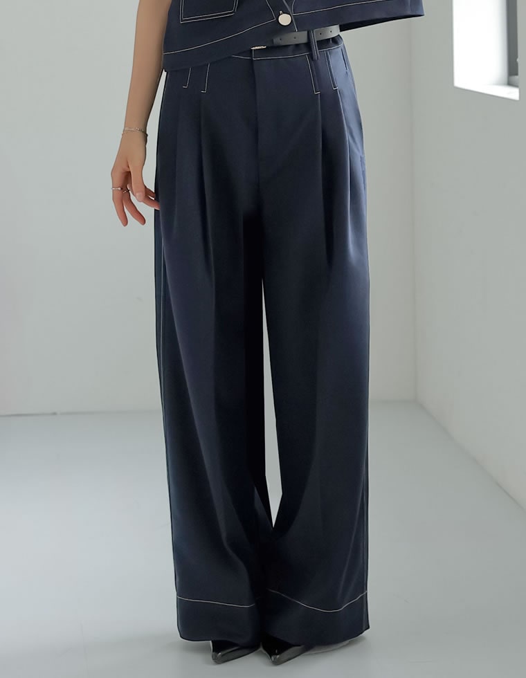ツイードダブルタックストレートパンツ