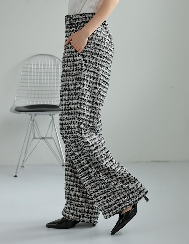 ツイードダブルタックストレートパンツ