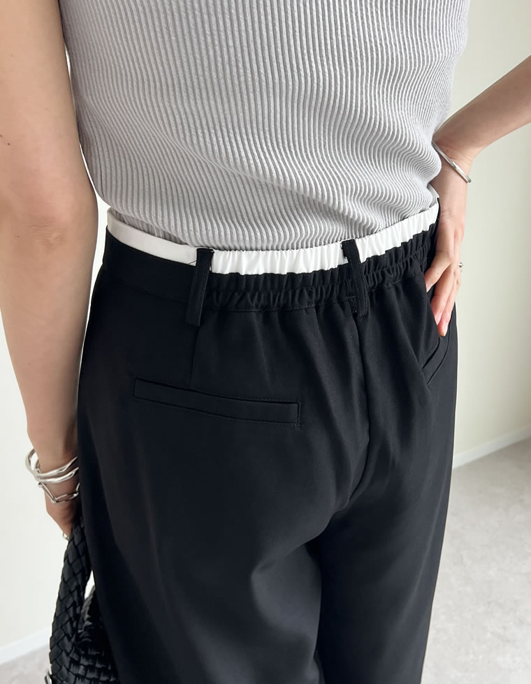 ツイルウエスト切り替えバレルレッグパンツ