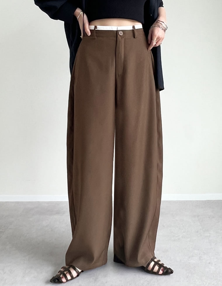 ツイルウエスト切り替えバレルレッグパンツ