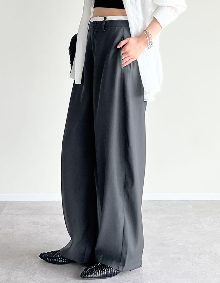 ツイルウエスト切り替えバレルレッグパンツ