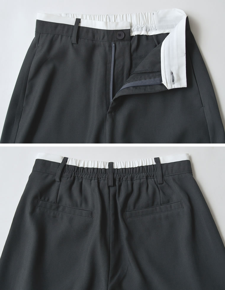 ツイルウエスト切り替えバレルレッグパンツ