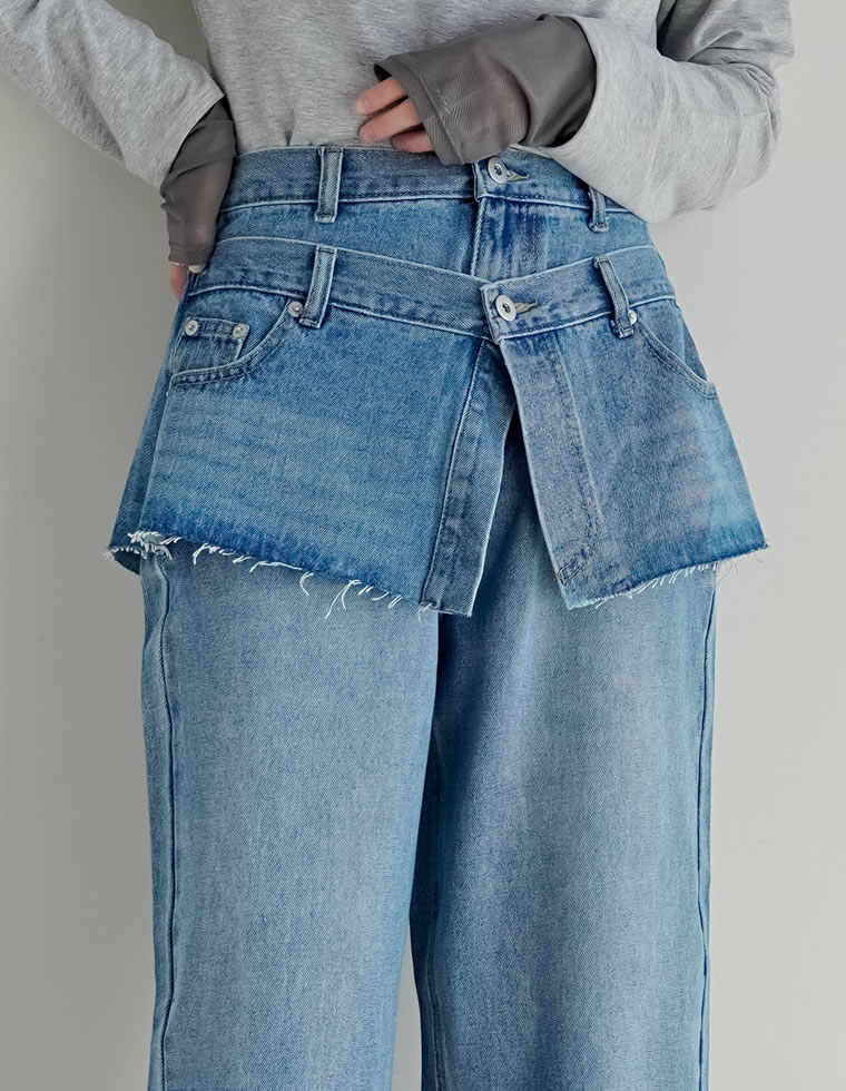 デニムスカートレイヤードライクパンツ