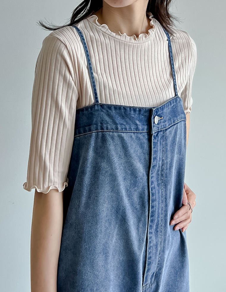 ワイドリブカットソーメロー半袖Tシャツ