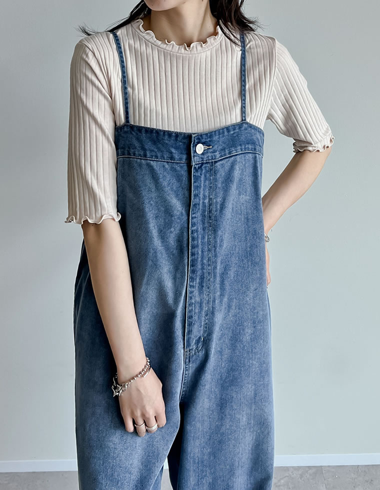 ワイドリブカットソーメロー半袖Tシャツ