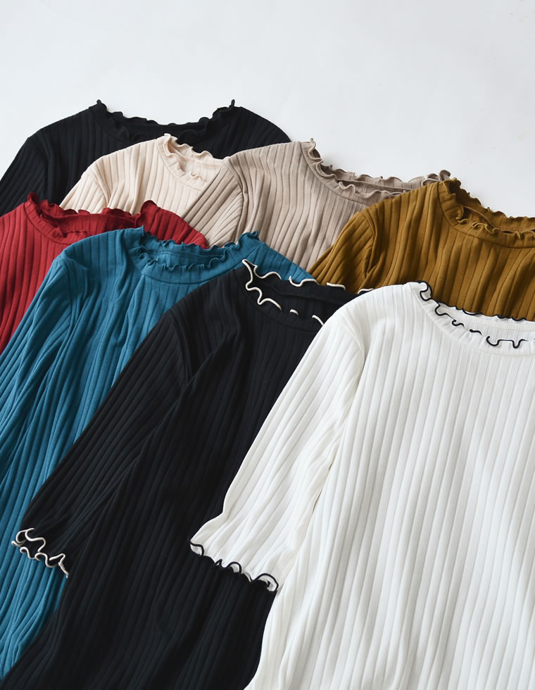 ワイドリブカットソーメロー半袖Tシャツ