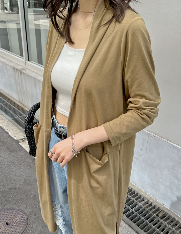 天竺UVカットロングカーディガン