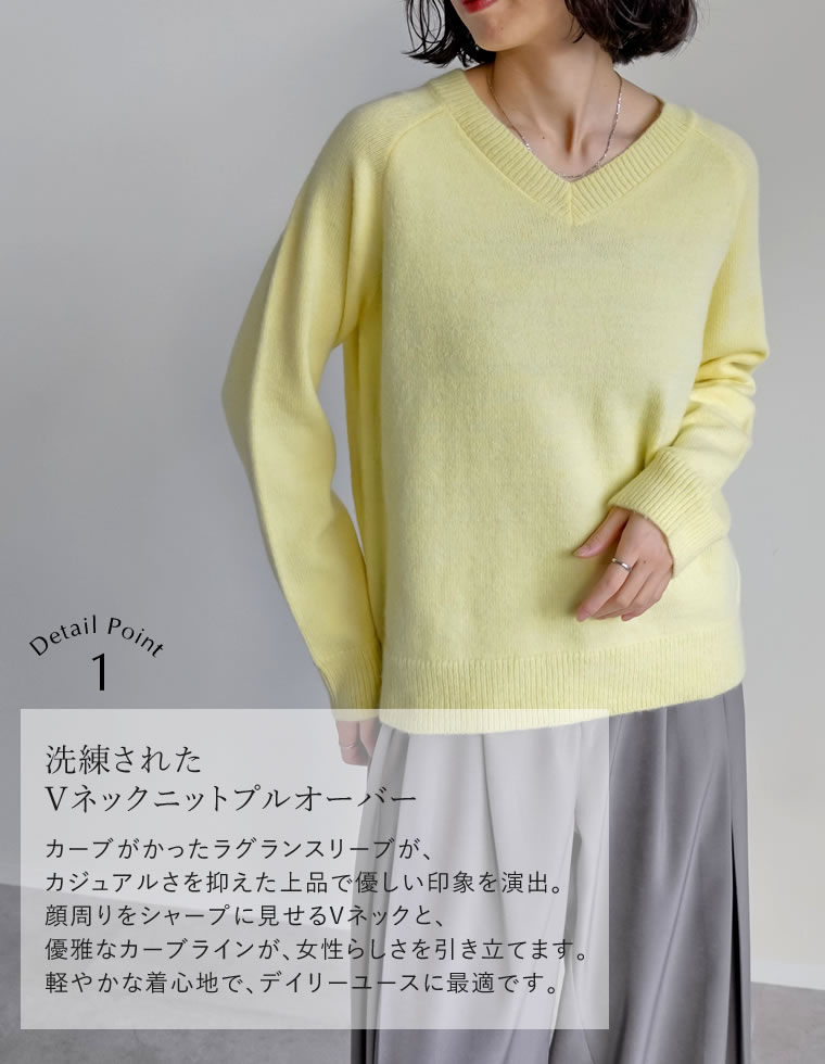 アルパカタッチVネックニットプルオーバー