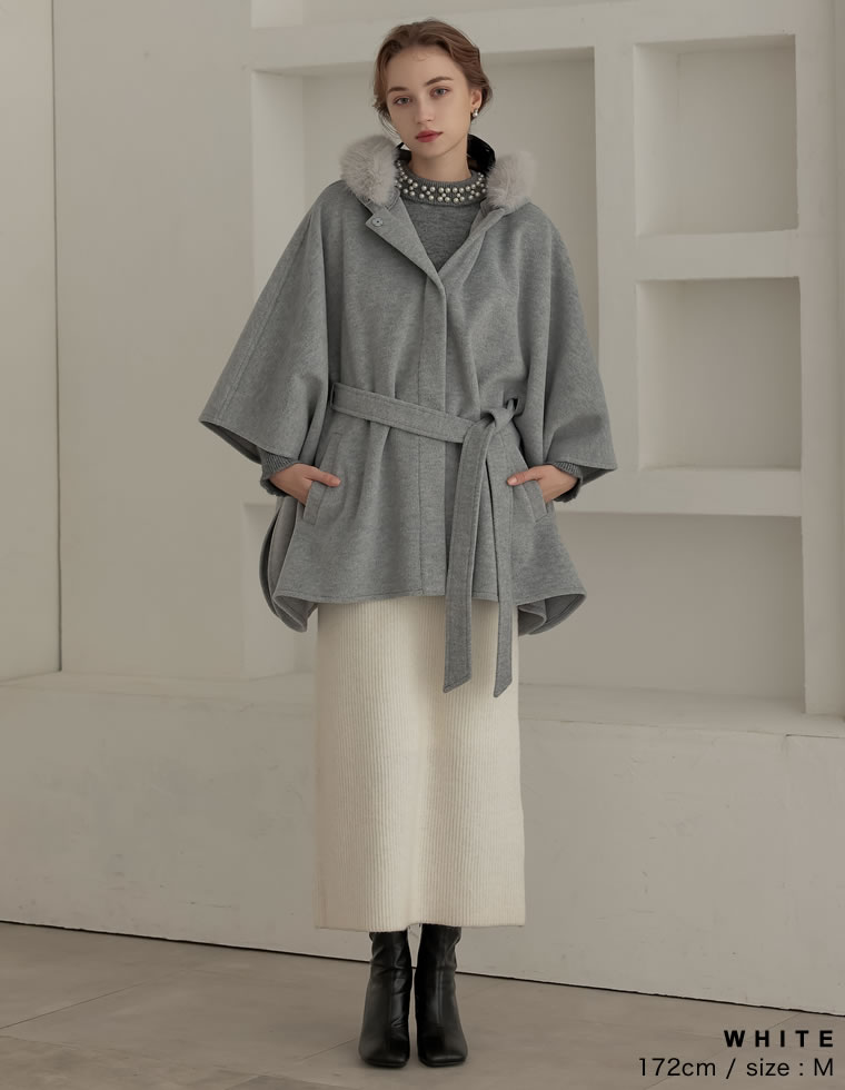 畦編みラメニットナロースカート