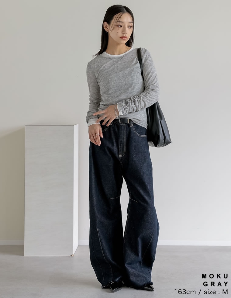 フラッフィシアー袖ギャザートップス