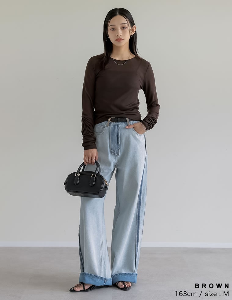 フラッフィシアー袖ギャザートップス