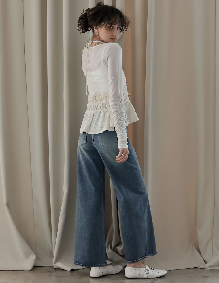 フラッフィシアー袖ギャザートップス