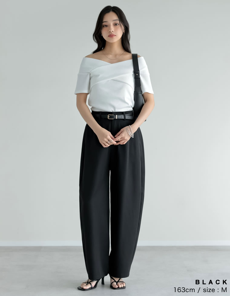 冷感ツイルバレルレッグパンツ