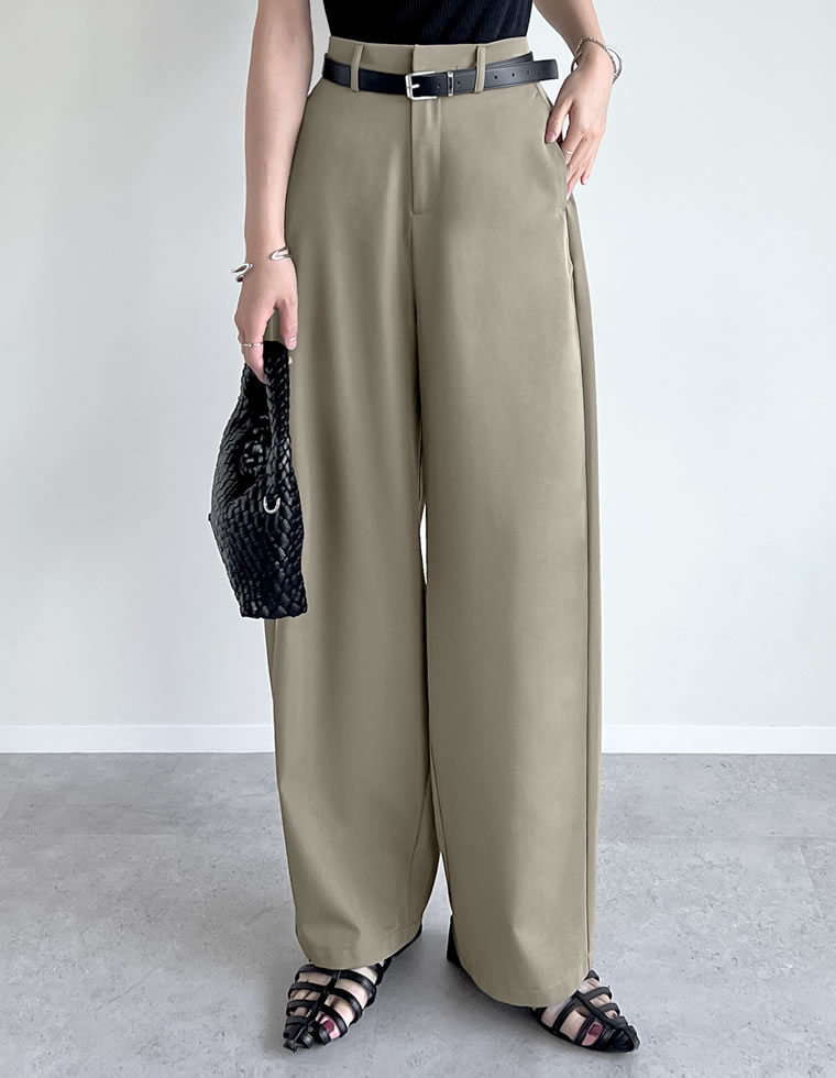 冷感ツイルバレルレッグパンツ