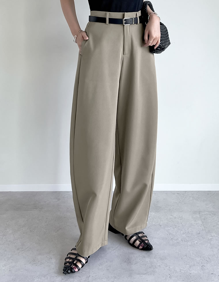 冷感ツイルバレルレッグパンツ