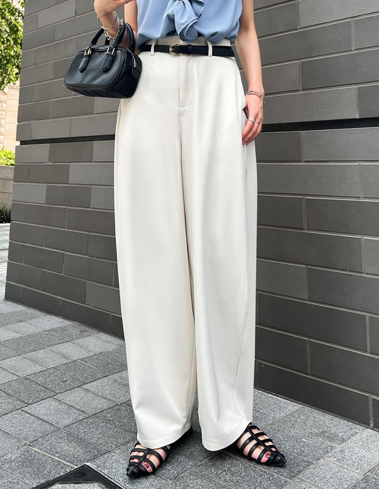 冷感ツイルバレルレッグパンツ
