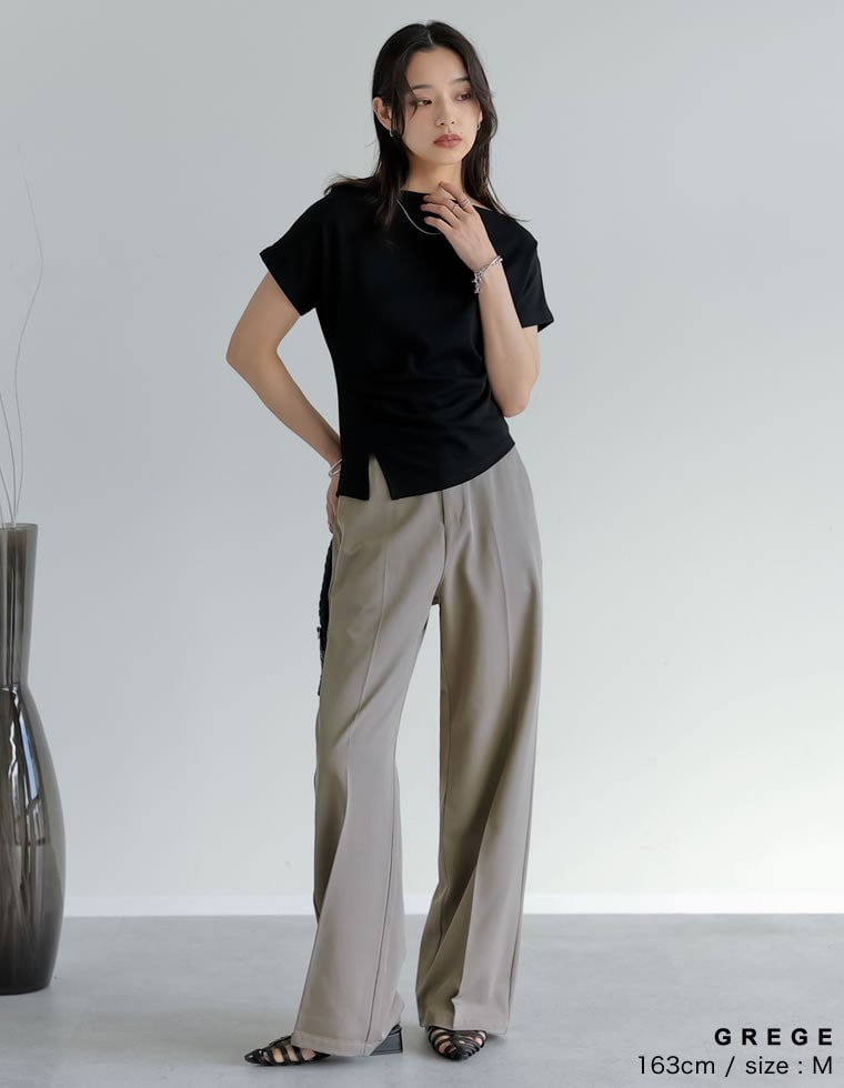 接触冷感ツイルストレートスラックス