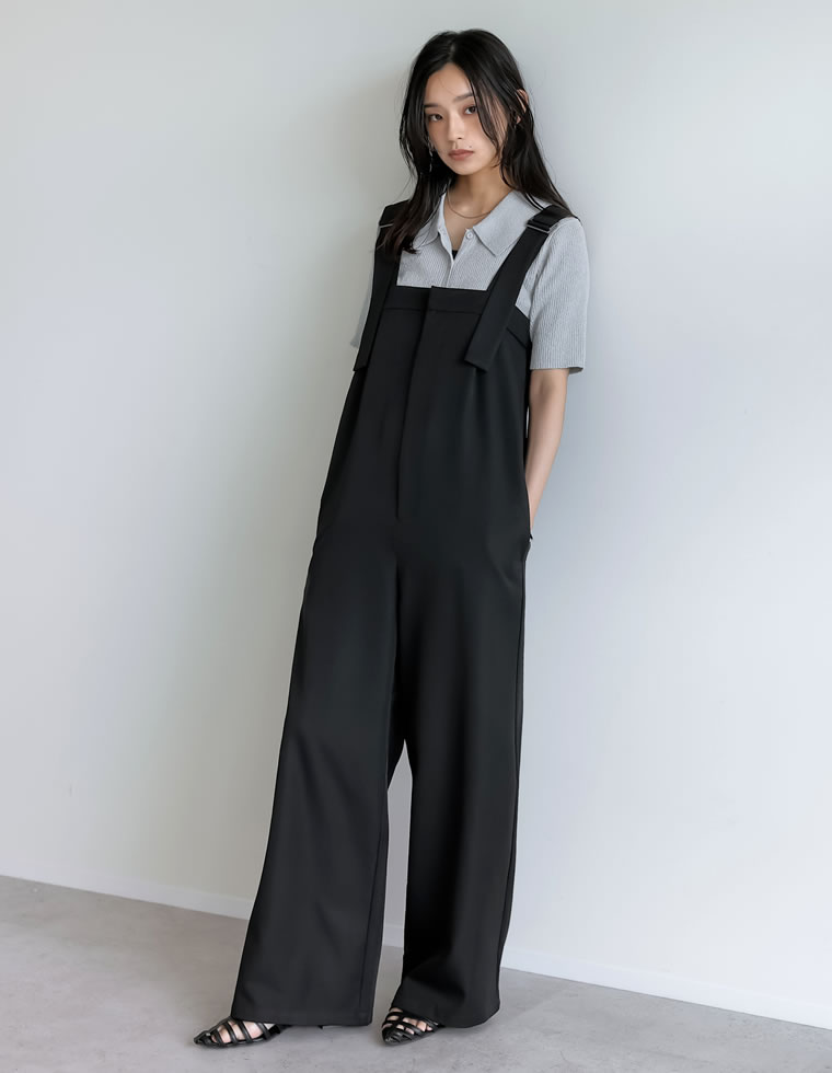 冷感ツイルベアデザインサロペット
