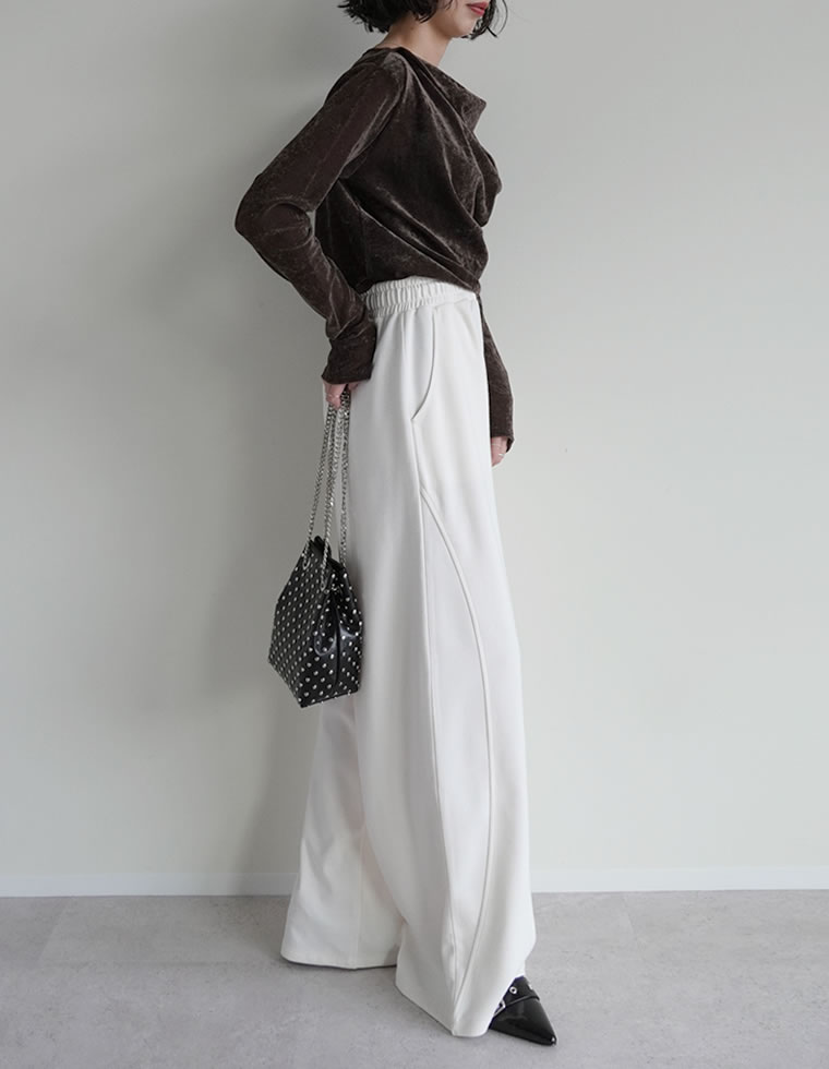 シアーフロッキードレープ長袖トップス